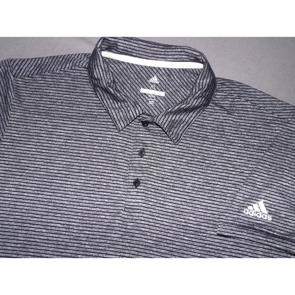 ADIDAS Golf‎ Gray Striped Stretch Performance Polo Golf Shirt Men's XL